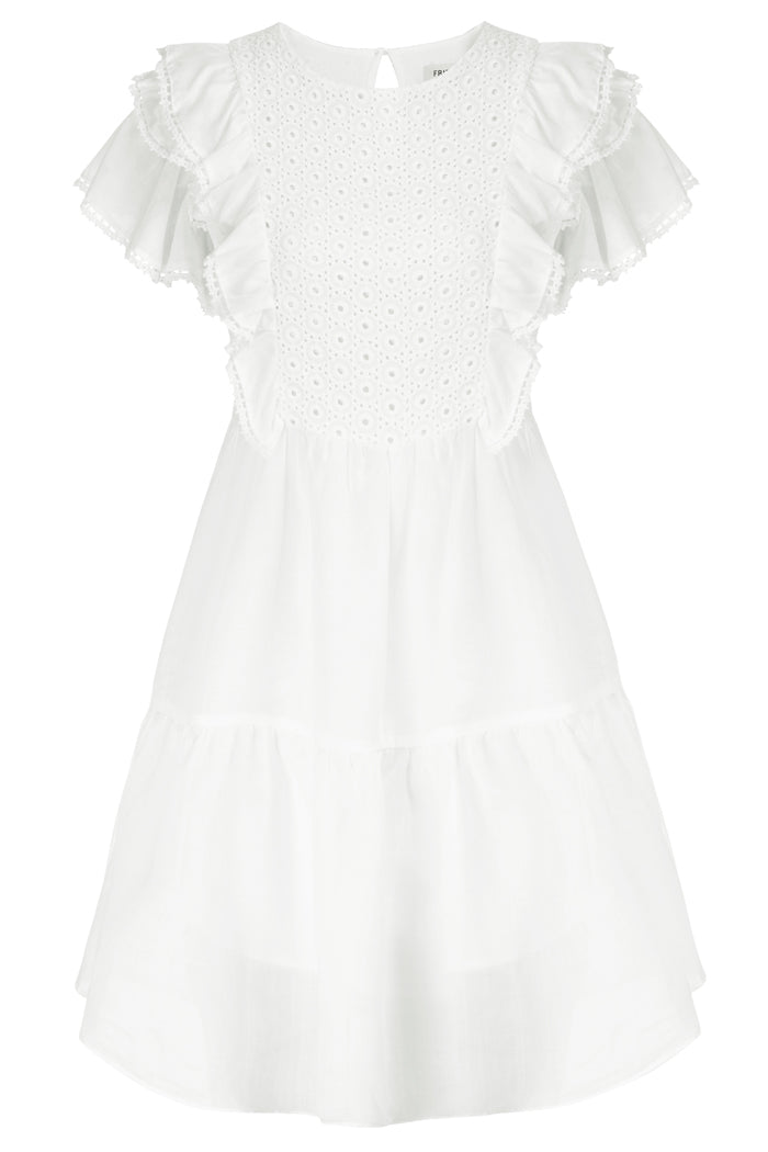 Flounce Sleeve Tiered  A-Line Dress