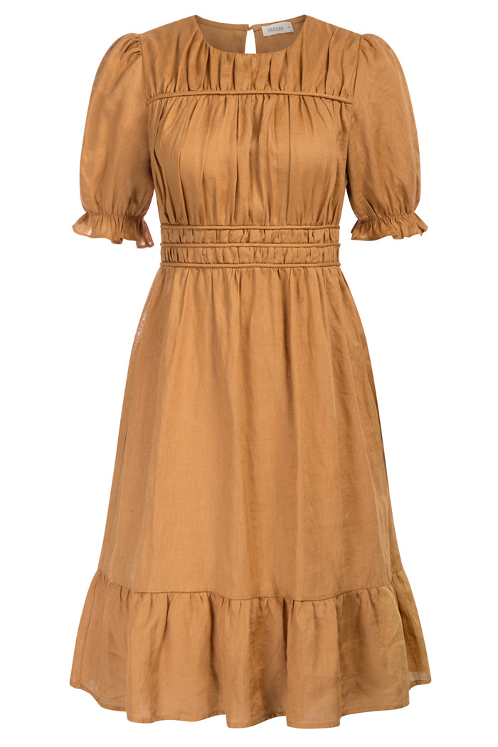 Elastic Waist Puffed Dress | Frieeah