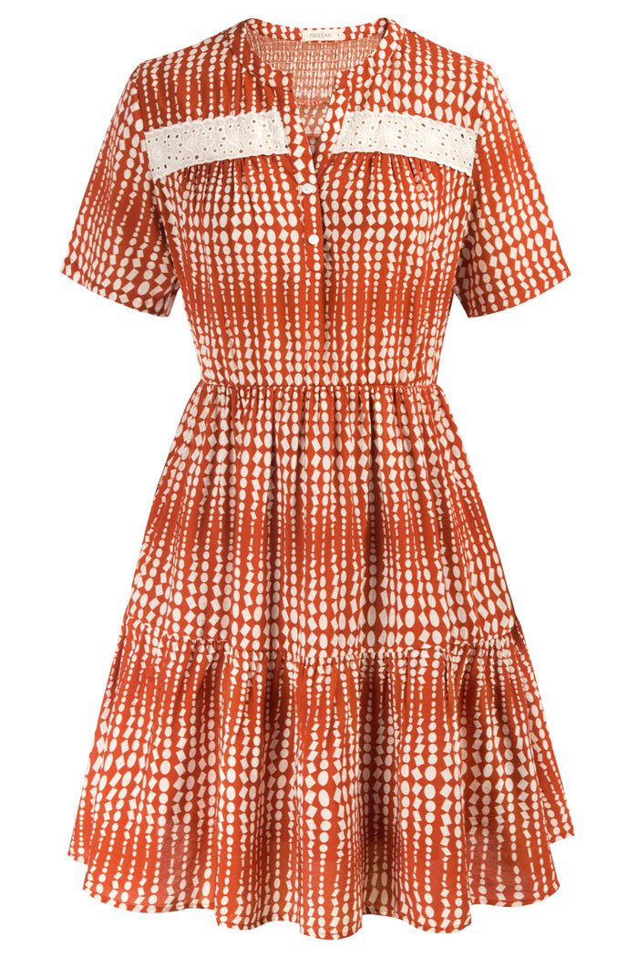 Boho Rococo Print Slim Waist Mini Dress