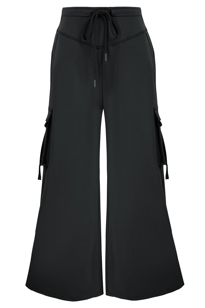 Elastic High Waist Wide Leg Pants