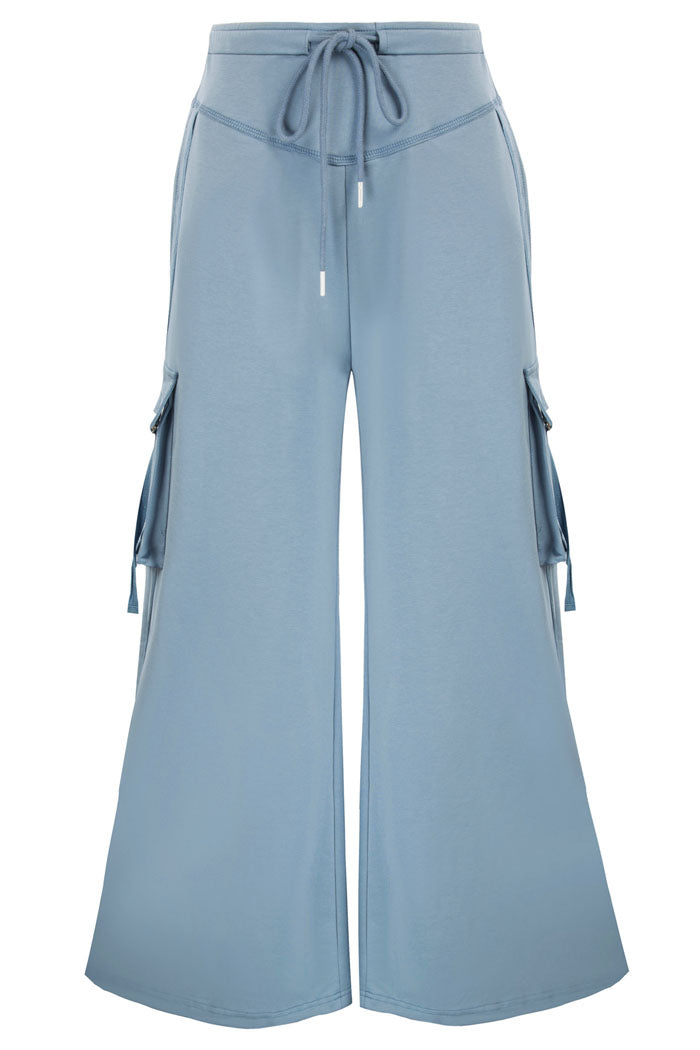 Elastic High Waist Wide Leg Pants