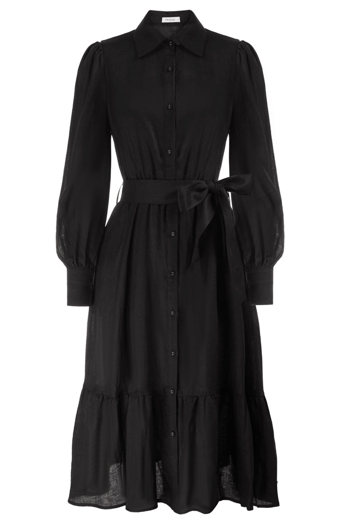 Linen Shirt A-Line Dress| Frieeah Linen Shirt A-Line Dress| Frieeah