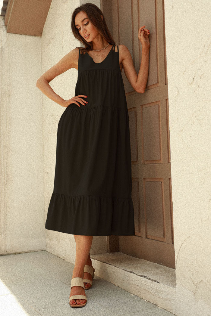 Cross Back Tiered Dress | Frieeah