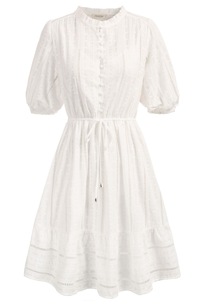 Cotton Hollow Embroidered Mini Dress