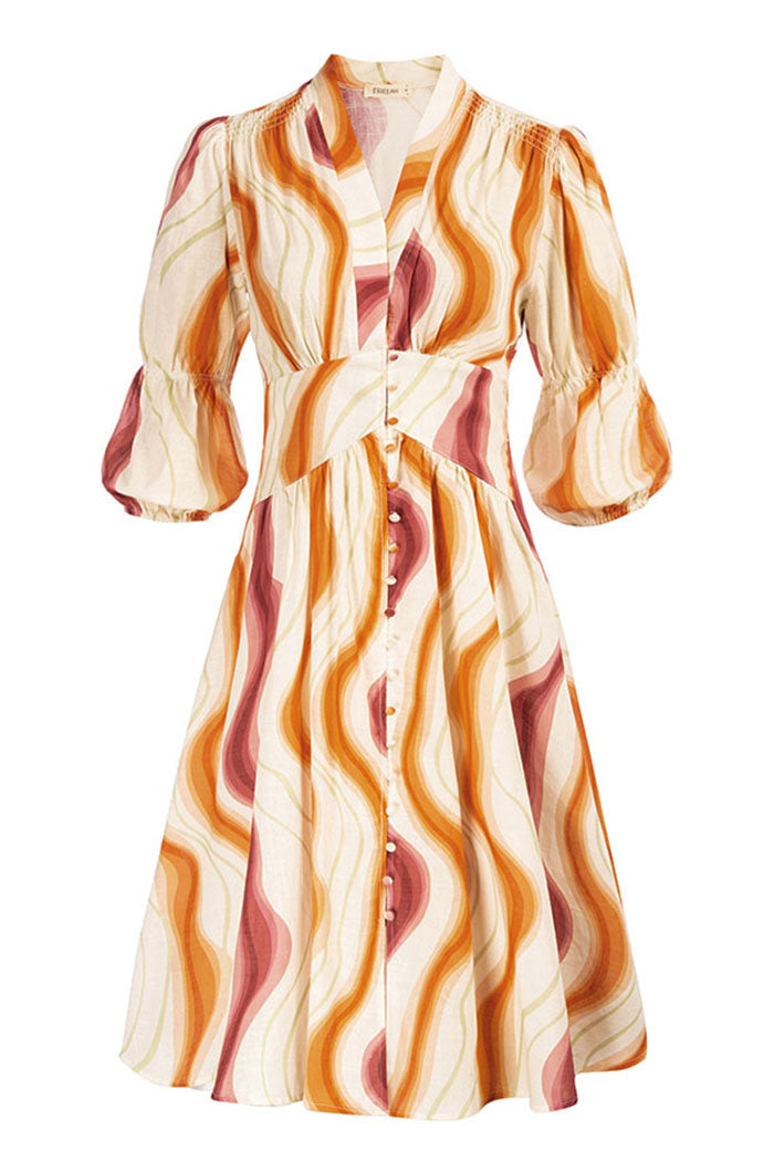 Gradient Water Ripple Printed Dress