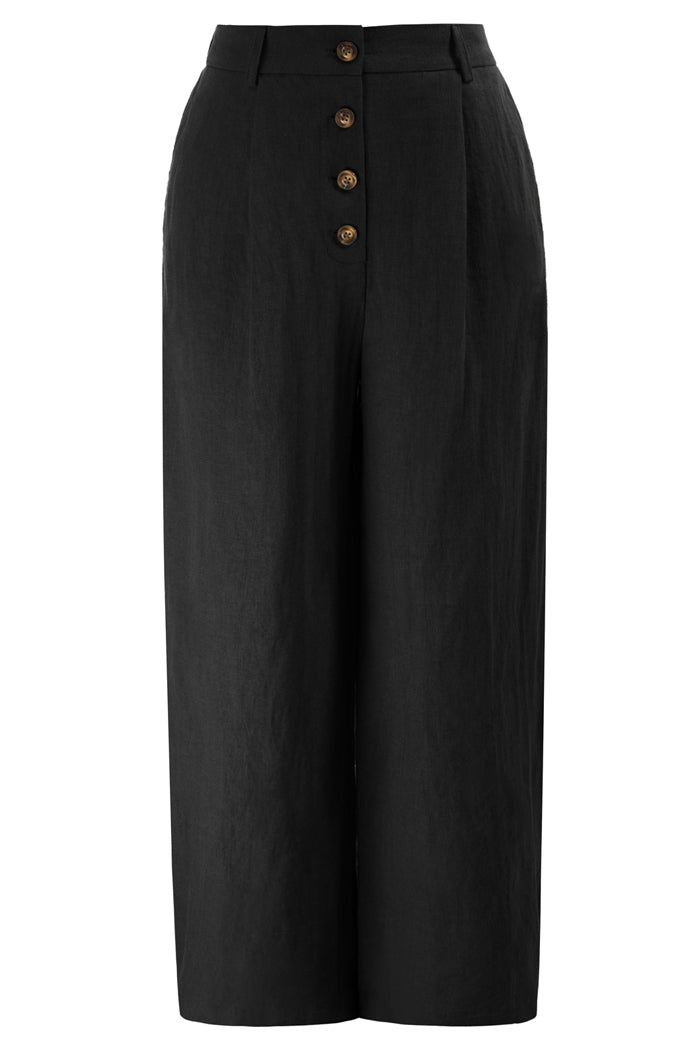 High Waist Linen Straight Pants