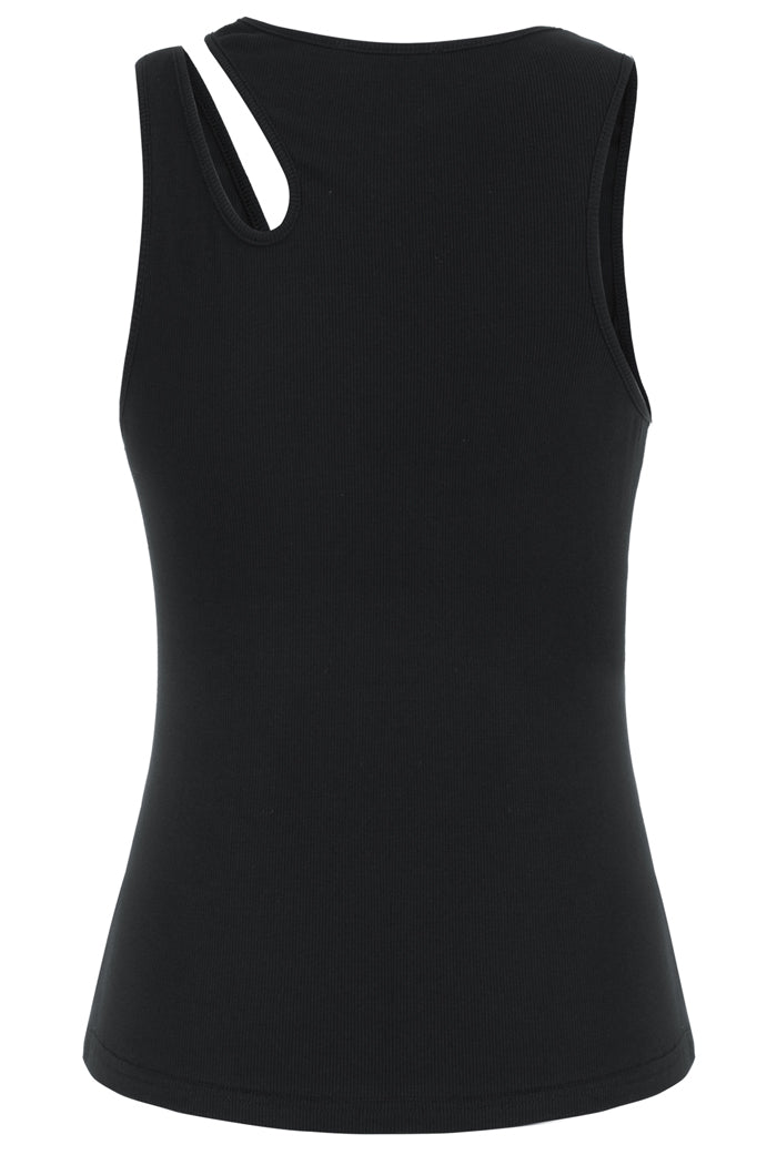 Hollowed-out Tank Top Slim Fit Sleeveless Crew Neck Tops
