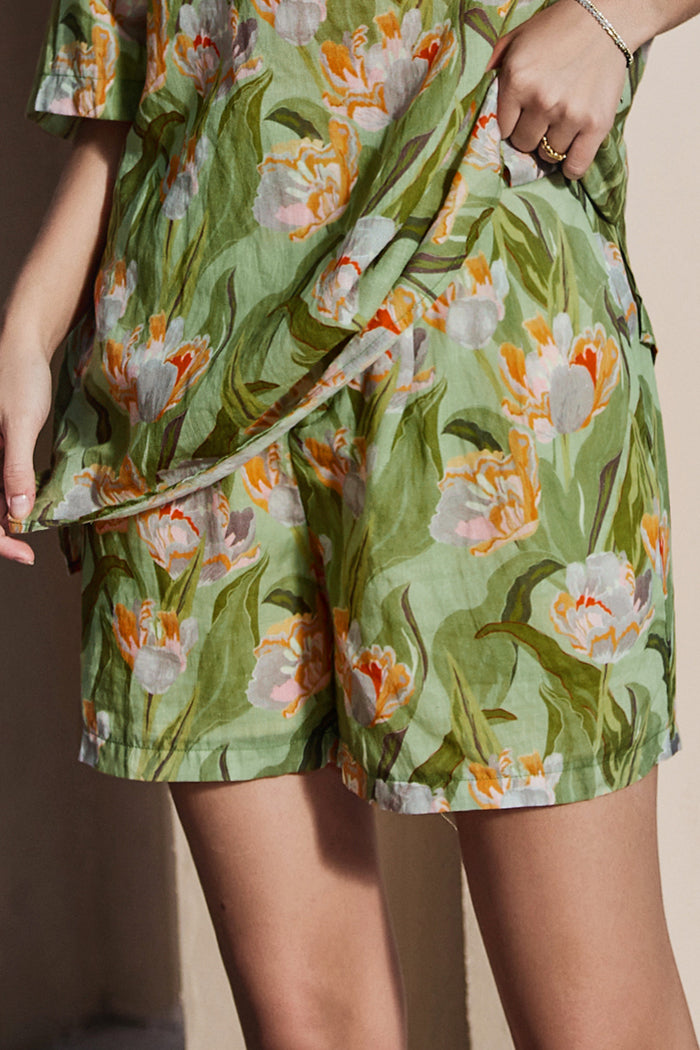 Floral Pattern High Waist Casual Shorts