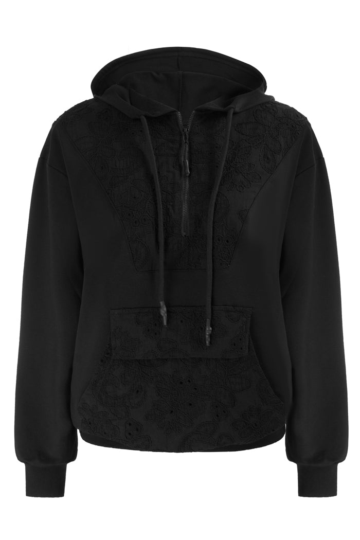 Floral Contrast Fabric Hoodies
