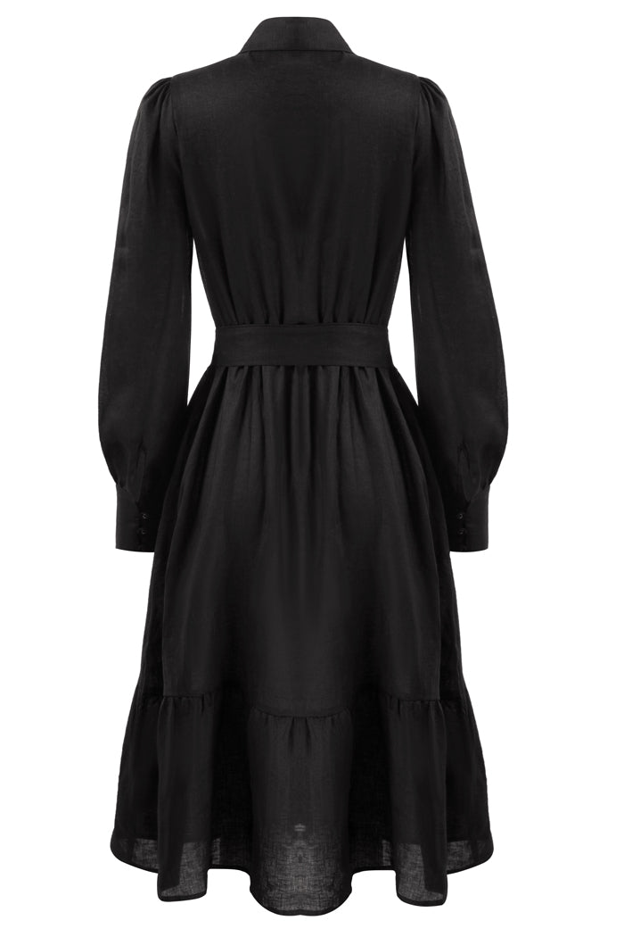 Linen Shirt A-Line Dress| Frieeah Linen Shirt A-Line Dress| Frieeah