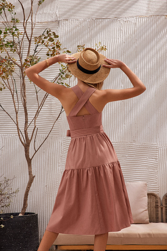 Chic Cross Back Tiered A-Line Dress