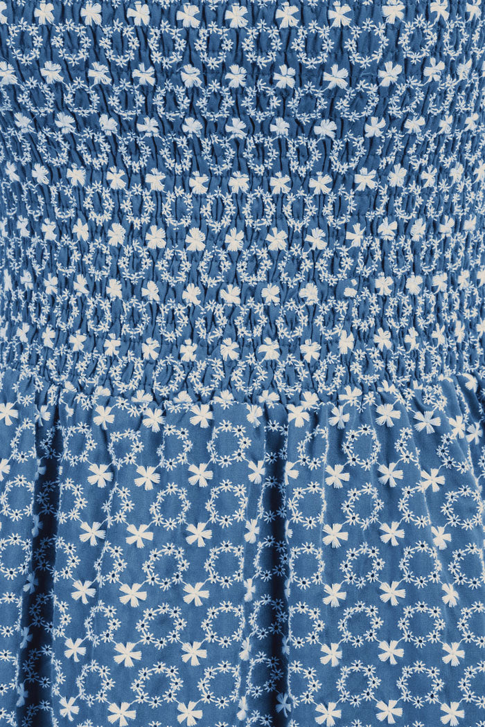 Cotton Embroidered Print Slip Dress