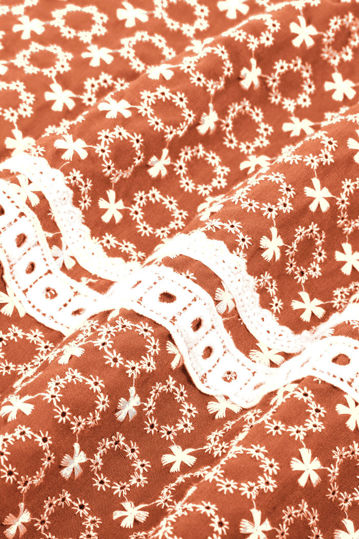 Cotton Embroidered Print Slip Dress